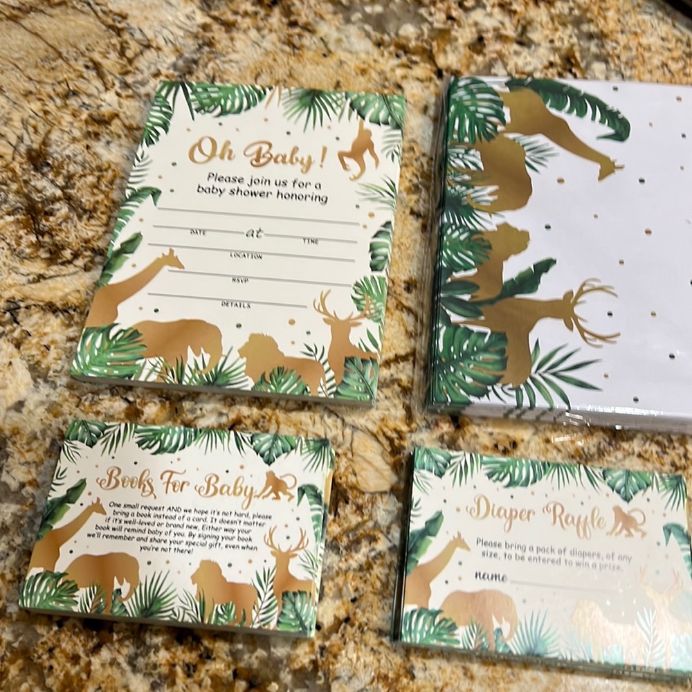 NWT Jungle Animal Baby Shower celebration set